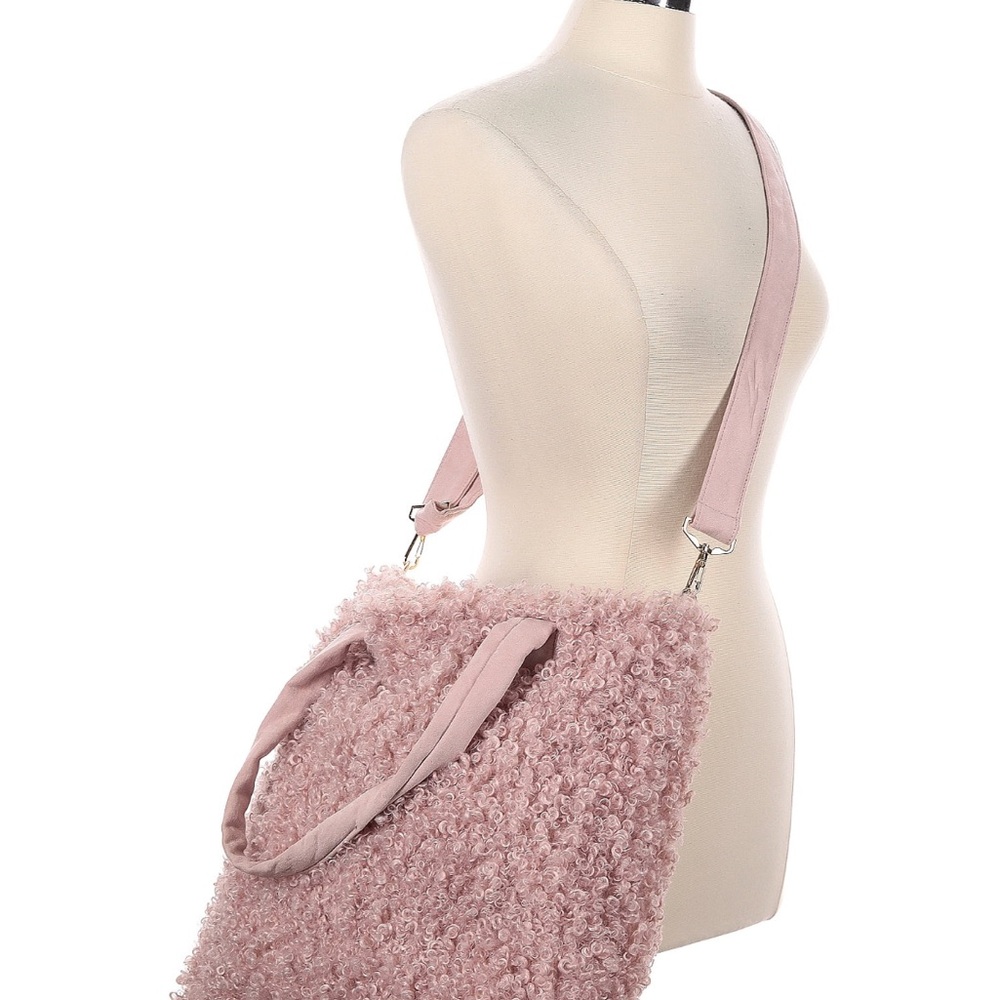 Pink Faux Poodle Fur Laptop Bag - Picture 3 of 8